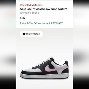 Nike Court Vision Low NN in Black, White & Pink